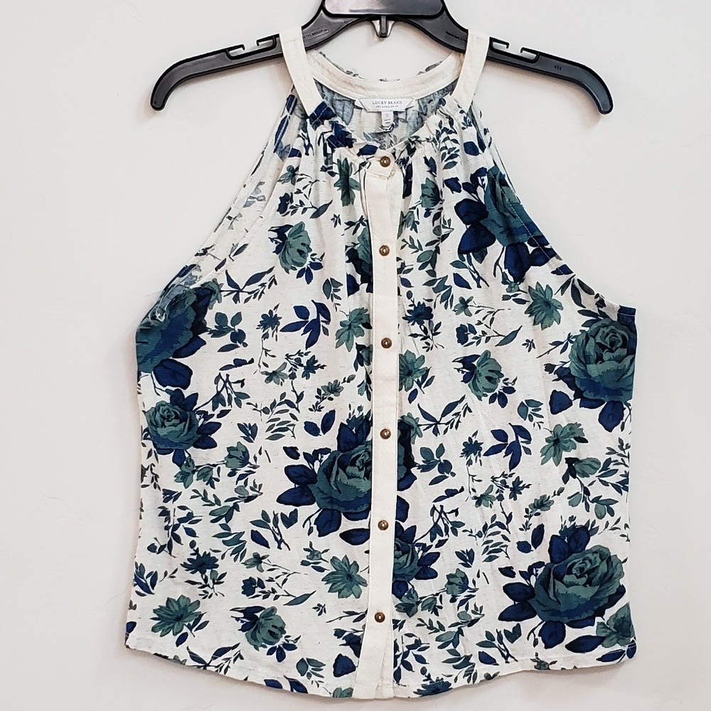 NEW Womens Lucky Brand Sleeveless Floral Top